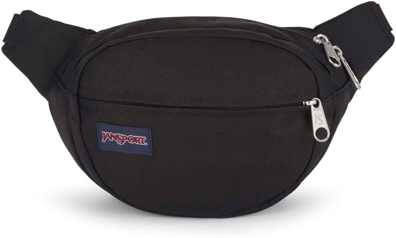 JanSport Fifth Avenue Fanny Pack Crossbody Bags for Women, Men – Stylish, Durable Waist Bag with Adjustable Belt, Main Zippered Pocket, Quick Stash Pocket – Travel Essentials – Black