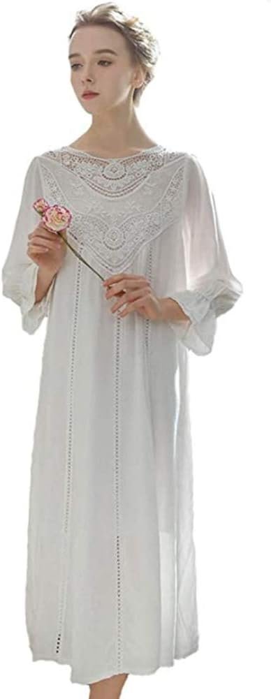 Victorian Cotton Nightgowns for Women Short Sleeve/Long Sleeve Nightdress Women Pajamas Sleep Shirt