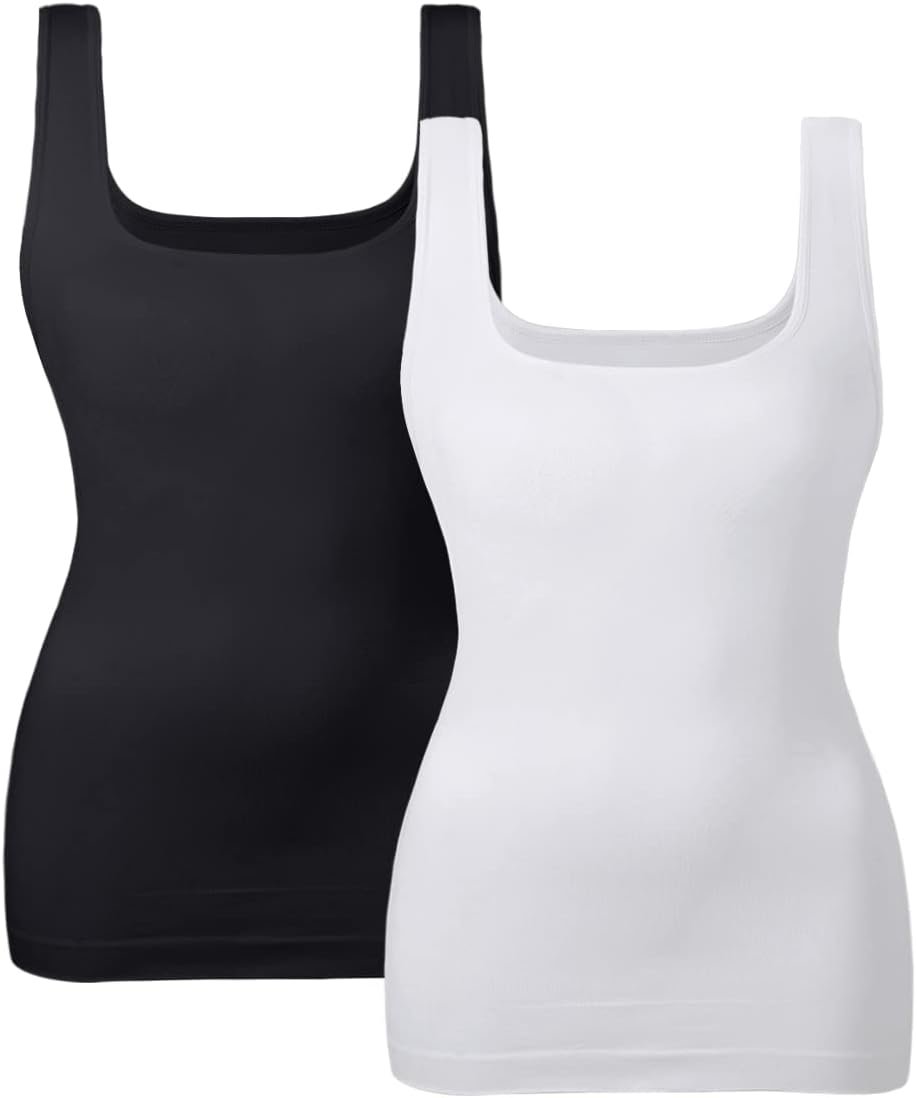 EUYZOU Women’s Tummy Control Shapewear Tank Tops Seamless Square Neck Compression Tops Slimming Body Shaper Camisole