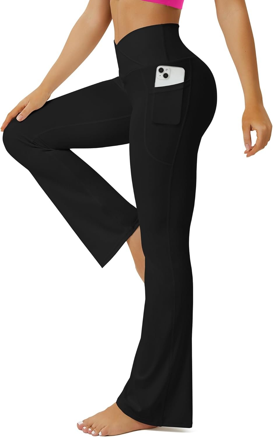 FOHOFO Yoga Pants Women, Flare Leggings for Women with Pockets Crossover High Waisted Bootcut Yoga Pants