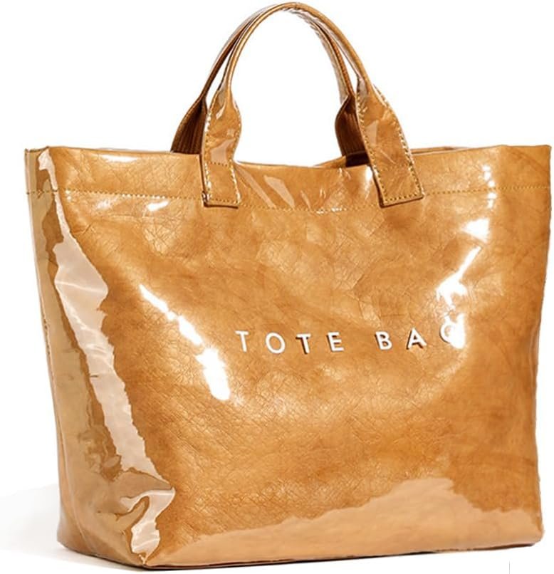 KAMEILONG Women’s Large PVC Tote Bag Letters Print Handbags Paper Shoulder Bag Clear Shopping Hobo Bag