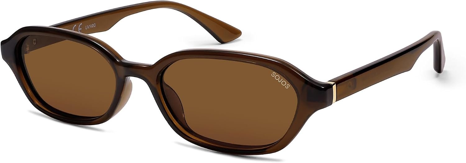 SOJOS Retro Rectangle Polarized Sunglasses for Women Men Trendy Hexagon Narrow Chic Y2K Sunnies SJ2629