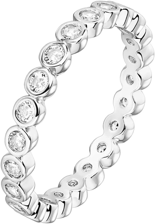 PAVOI 14K Gold Plated Rings with Cubic Zirconia – 2.8mm Stackable for Women – Gold Love Ring