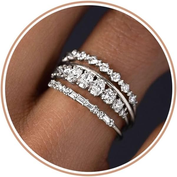 TOBENY Stackable Gold Rings for Women Non Tarnish Dainty 14K Gold Plated Stacking Cubic Zirconia Thumb Ring Set Trendy Statement Promise Wedding Bands Engagement Rings for Women Size 6 7 8 9 10