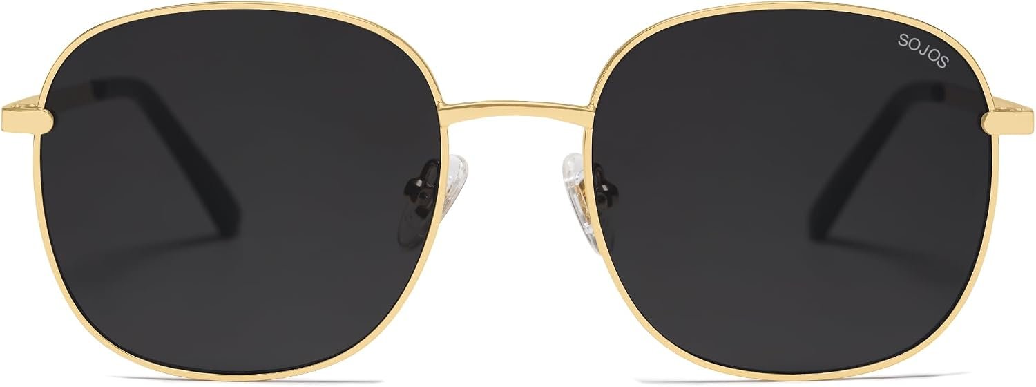 SOJOS Classic Trendy Square Sunglasses for Women Men Cute Big Frame Gold Shades SJ1137