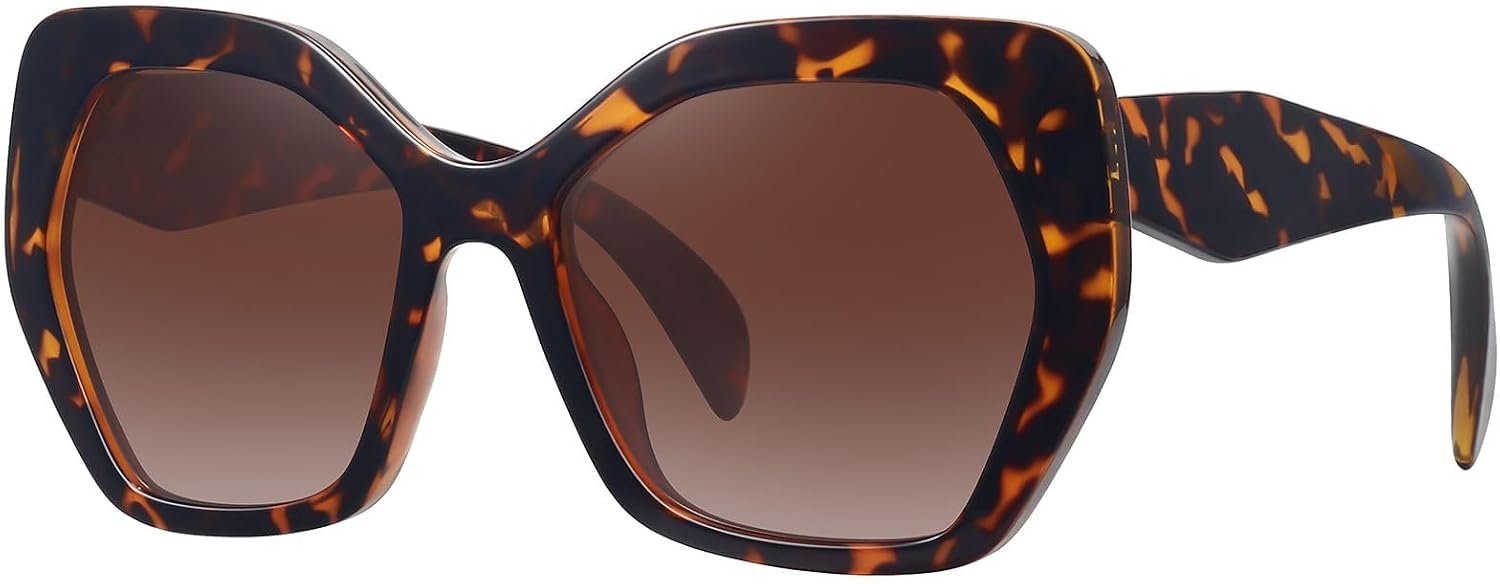 Oversized Sunglasses for Women Trendy Polarized Big Driving Sun Glasses UV Protection for Driving Travel Polygon Frame
