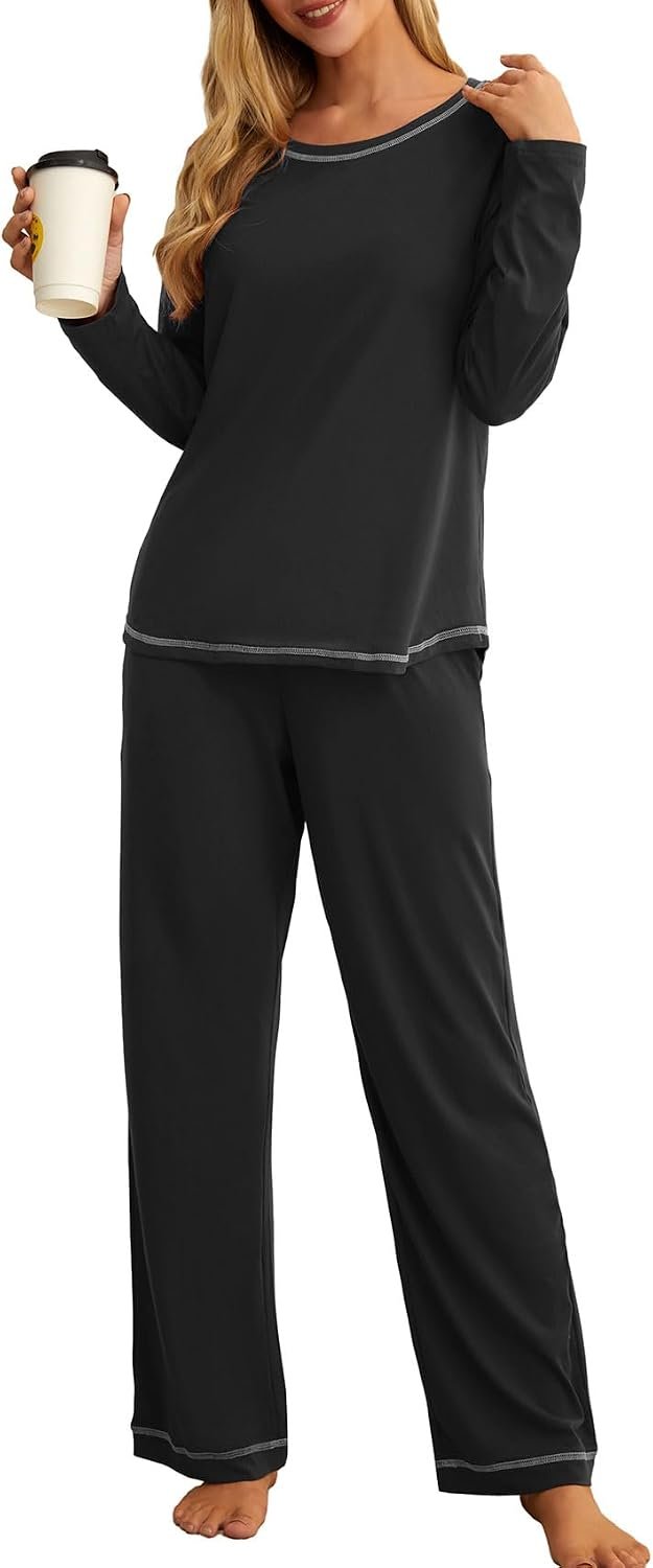 PrinStory Women’s Pajama Set 2026 Lounge Sets Long Sleeve Sleepwear Soft 2 Piece Pjs with Pockets