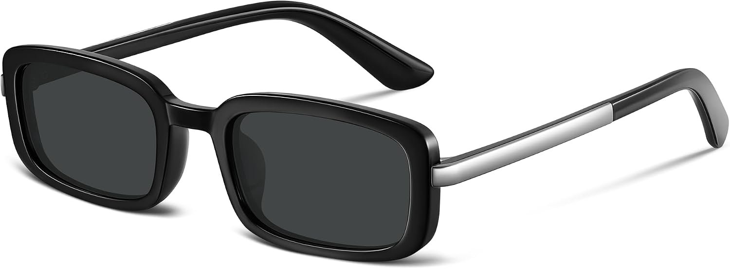 Polarized Rectangle Sunglasses Womens – Retro Y2k Sun Glasses Small Narrow Eyewear 90s Style with UV Protection