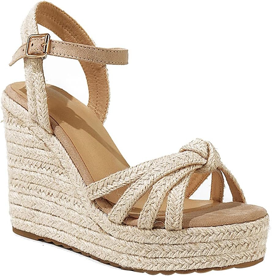 mikarka Sandals for Women 2026: Comfortable Wedge Platform Sandals Women – Braided Espadrilles for Women Ankle Strap Open Toe Wedges Heels Beach Sandals Summer Shoes