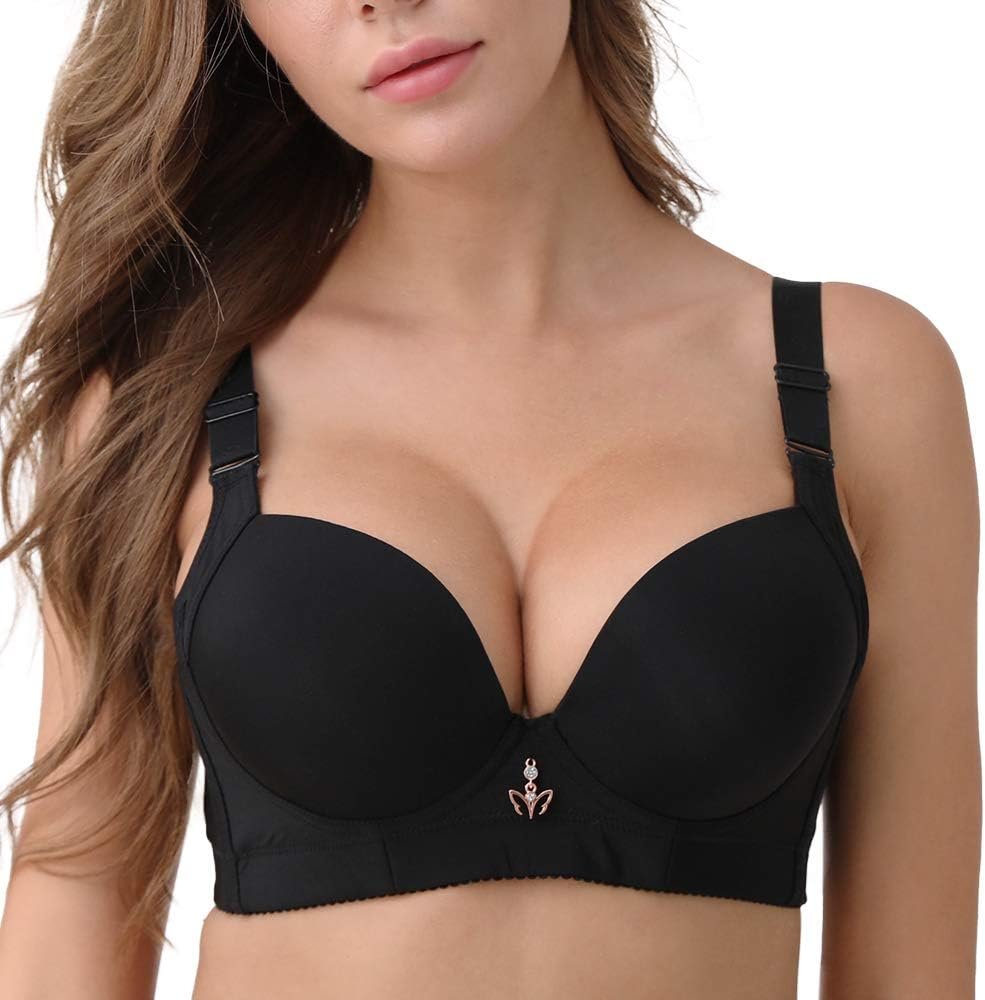 FallSweet Padded T Shirt Bras for Women Push Up Comfort Underwire Brassiere