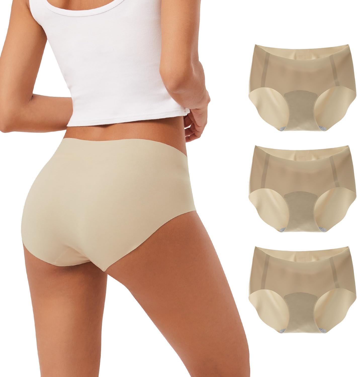 INNERSY Women’s Seamless No Show Hipster Panties Invisible Light Underwear 3-Pack
