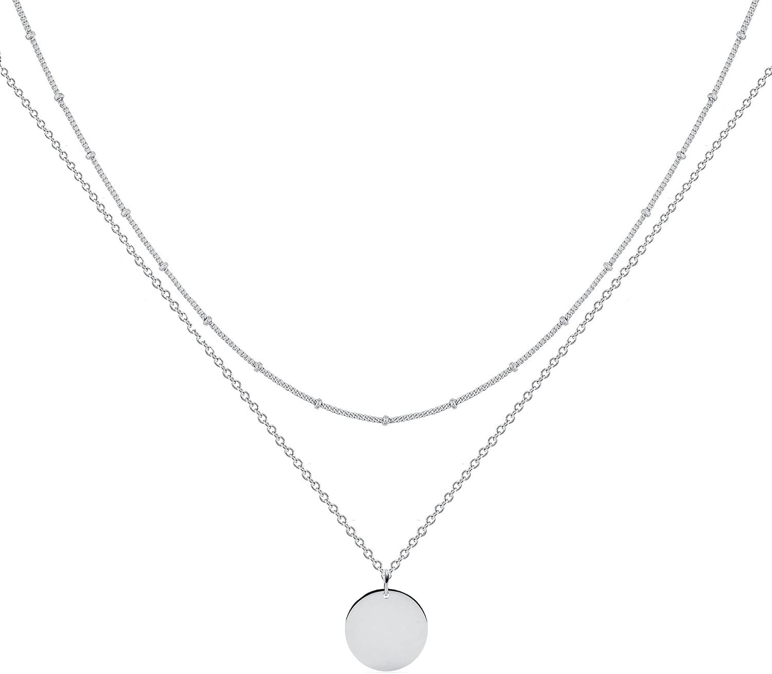 MEVECCO Layered Heart Necklace Pendant Handmade 18k Gold Plated Dainty Gold Choker Arrow Bar Layering Long Necklace for Women