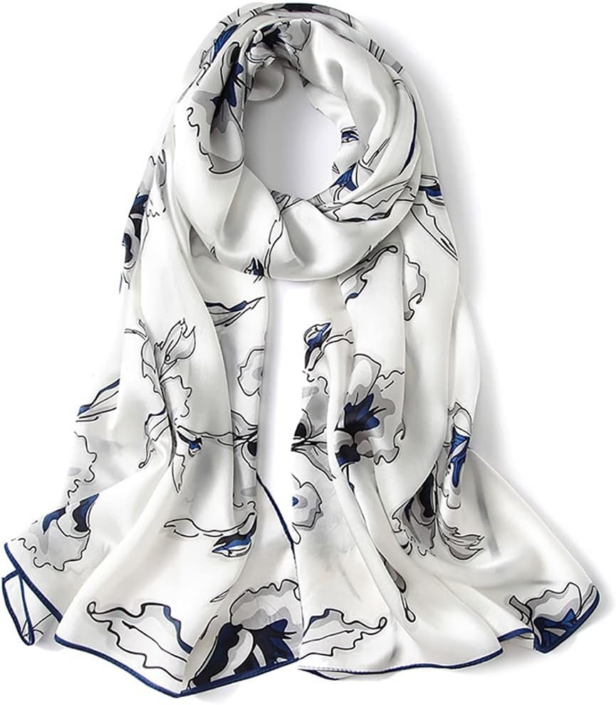MEISEE 100% Mulberry Silk Long Scarf for Women Large Oblong Sunscreen Shawls Wraps Neck Headscarf Hair Wraps Gift Packed