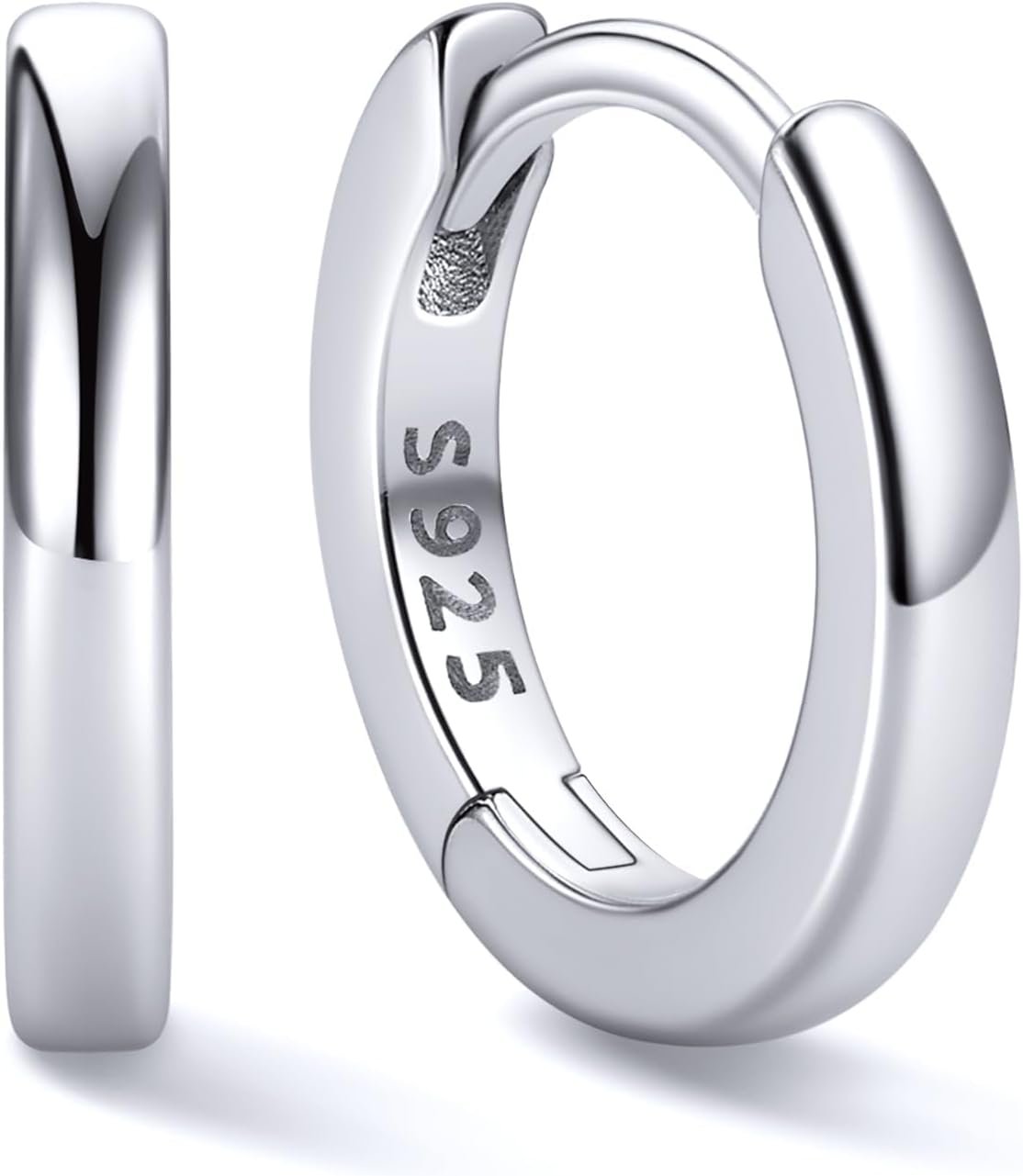 ChicSilver 925 Sterling Silver Huggie Hoop Earrings Small Hoop Earrings for Women Hypoallergenic Silver Huggie Earring Cartilage Earrings for Women (6/8/10/12/14/16/18/20MM)