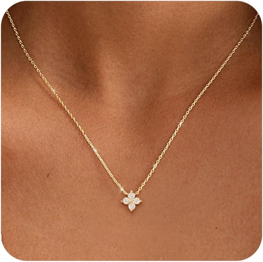 ZHESHY Birthstone Gold Necklaces for Women Dainty Non Tarnish 14K Gold Plated Diamond Necklace Cubic Zirconia Pendant Necklaces Women Gold Trendy Jewelry Bridesmaid Birthday Christmas Mothers Day Gifts