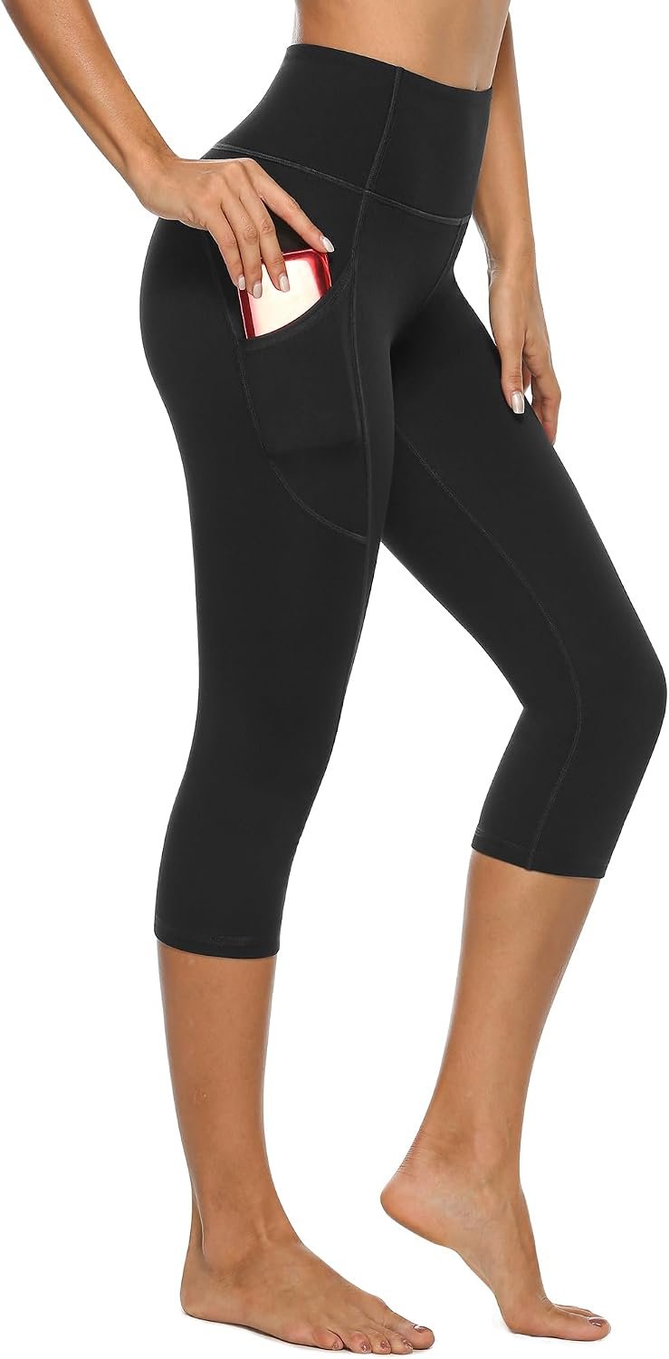 Stelle Women’s Capri Yoga Pants with Pockets Essential High Waisted Leggings for Workout