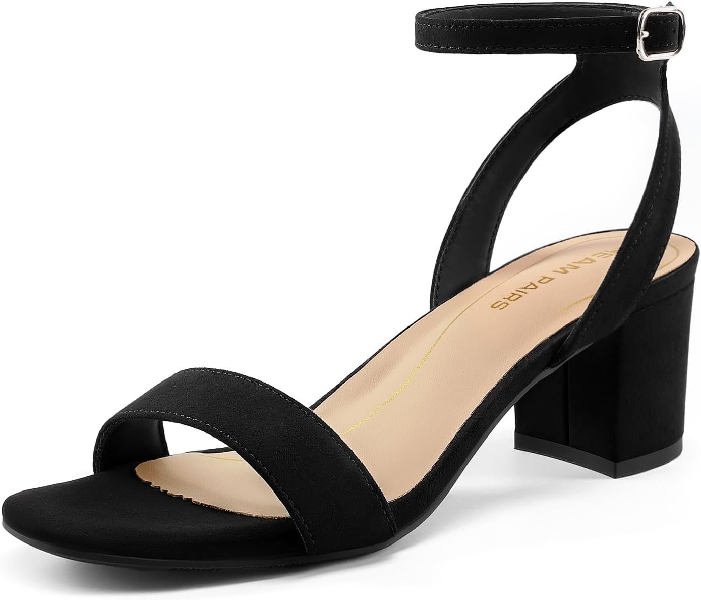 DREAM PAIRS Women’s Open Toe Ankle Strap Low Block Chunky Heels Sandals Party Dress Pumps Shoes