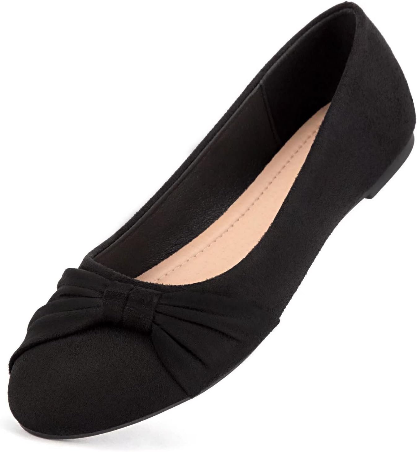 MaxMuxun Women’s Flats Shoes Faux Suede Round Toe Ballet Dressy Flats Comfortable Slip On Walking Shoes