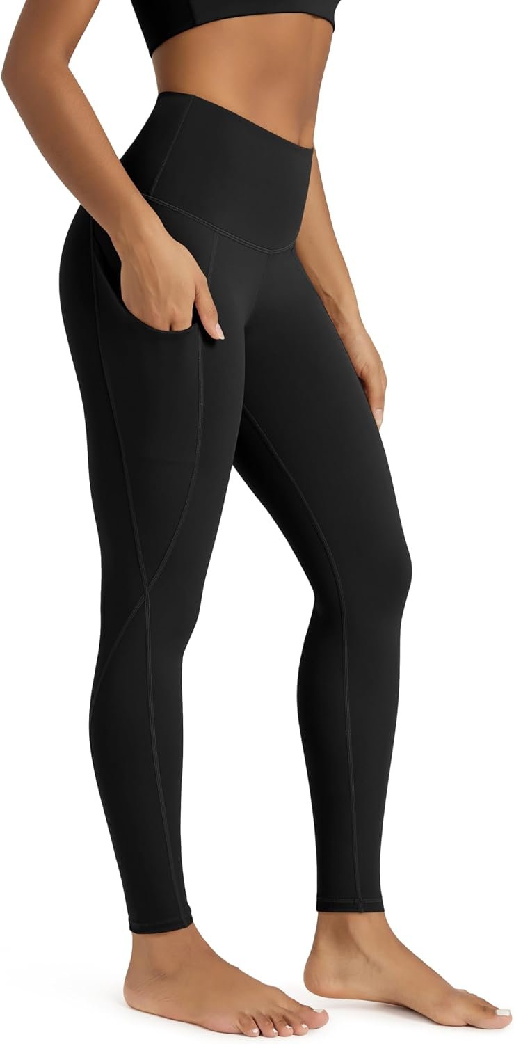 ODODOS Women’s High Waisted Yoga Leggings with Pockets, Tummy Control Non See Through Workout Athletic Running Yoga Pants