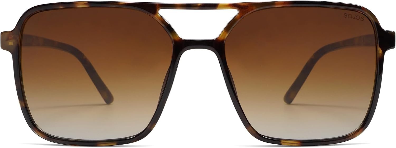 SOJOS Trendy Vintage Aviator Square Sunglasses For Womens Mens Retro 70s UV400 Women Sun Glasses SJ2327