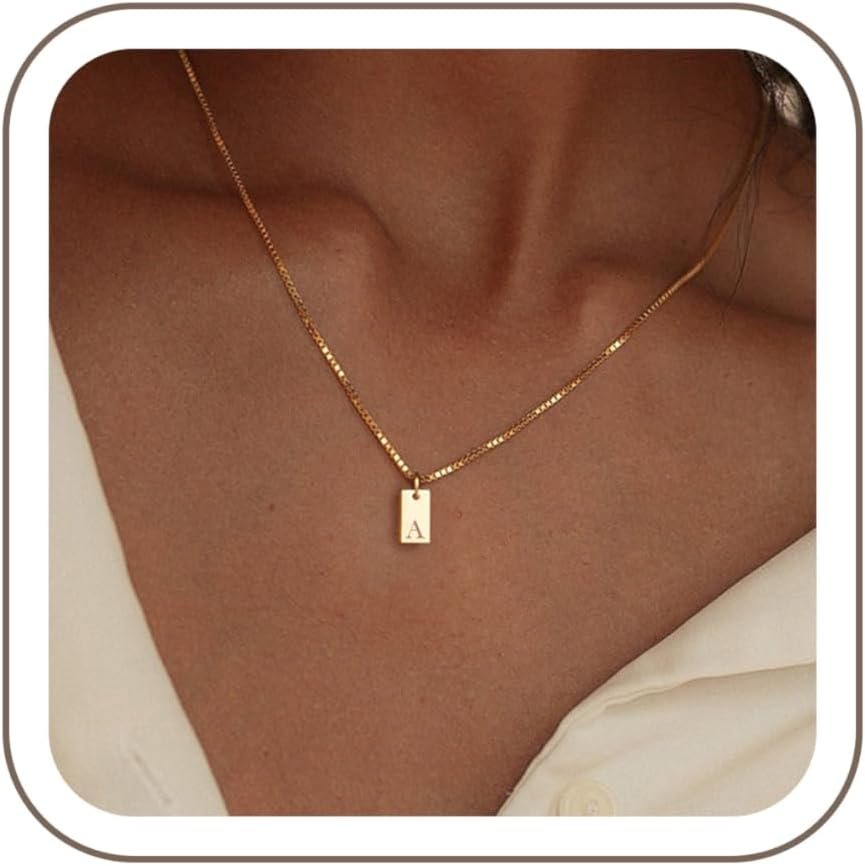 Initial Necklaces for Women 14K Gold Plated Letter Necklace Dainty Waterproof Pendant Necklace Personalized Gifts Trendy Gold Jewelry