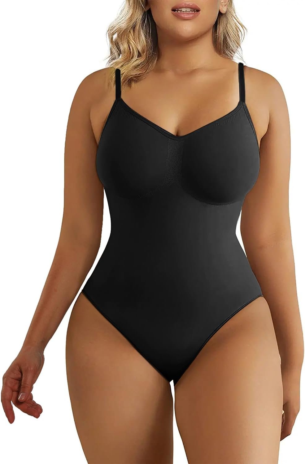 SHAPERX Women’s Tummy Control Shapewear Thong Bodysuit Seamless Waist Snatching Body Shaper