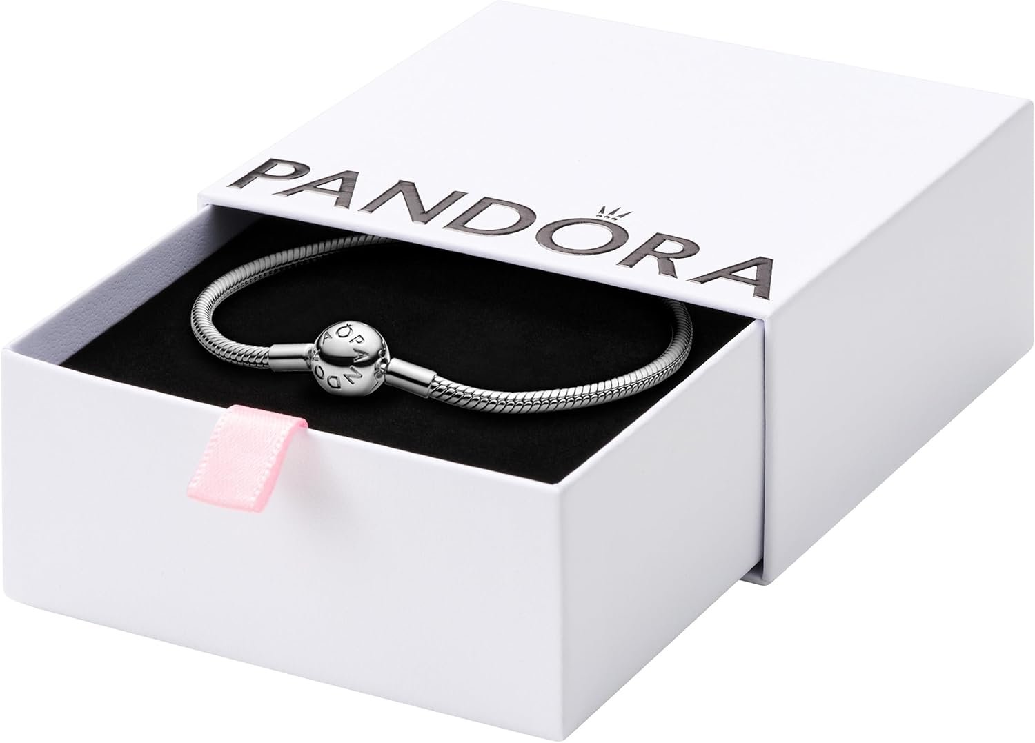 PANDORA Moments Snake Chain Bracelet – Hand-Finished Charm Bracelet – Jewelry for Her with Gift Box – Compatible Moments Charms – Sterling Silver