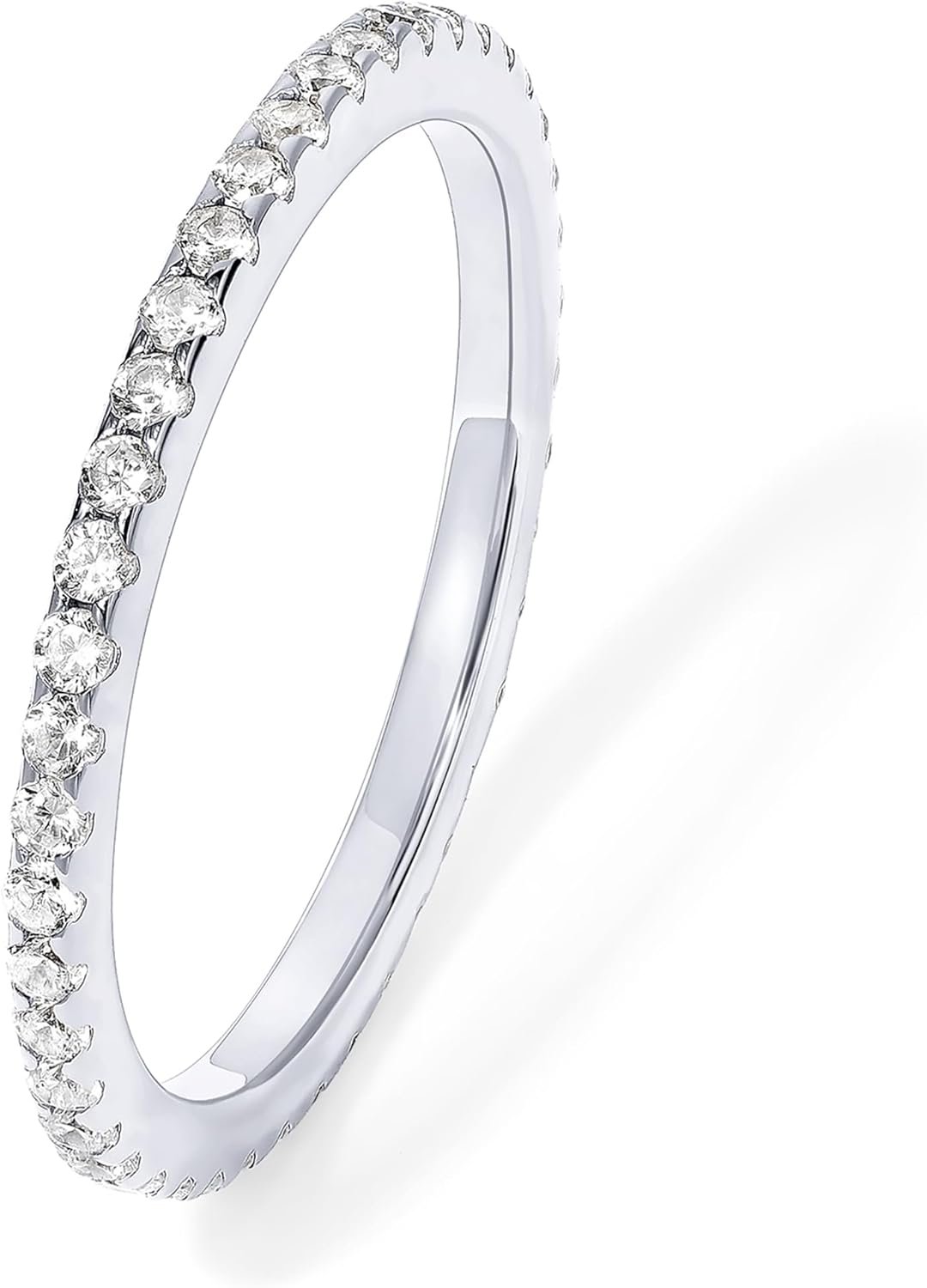 PAVOI Gold Plated Solid 925 Sterling Silver CZ Simulated Diamond Stackable Ring Eternity Bands for Women