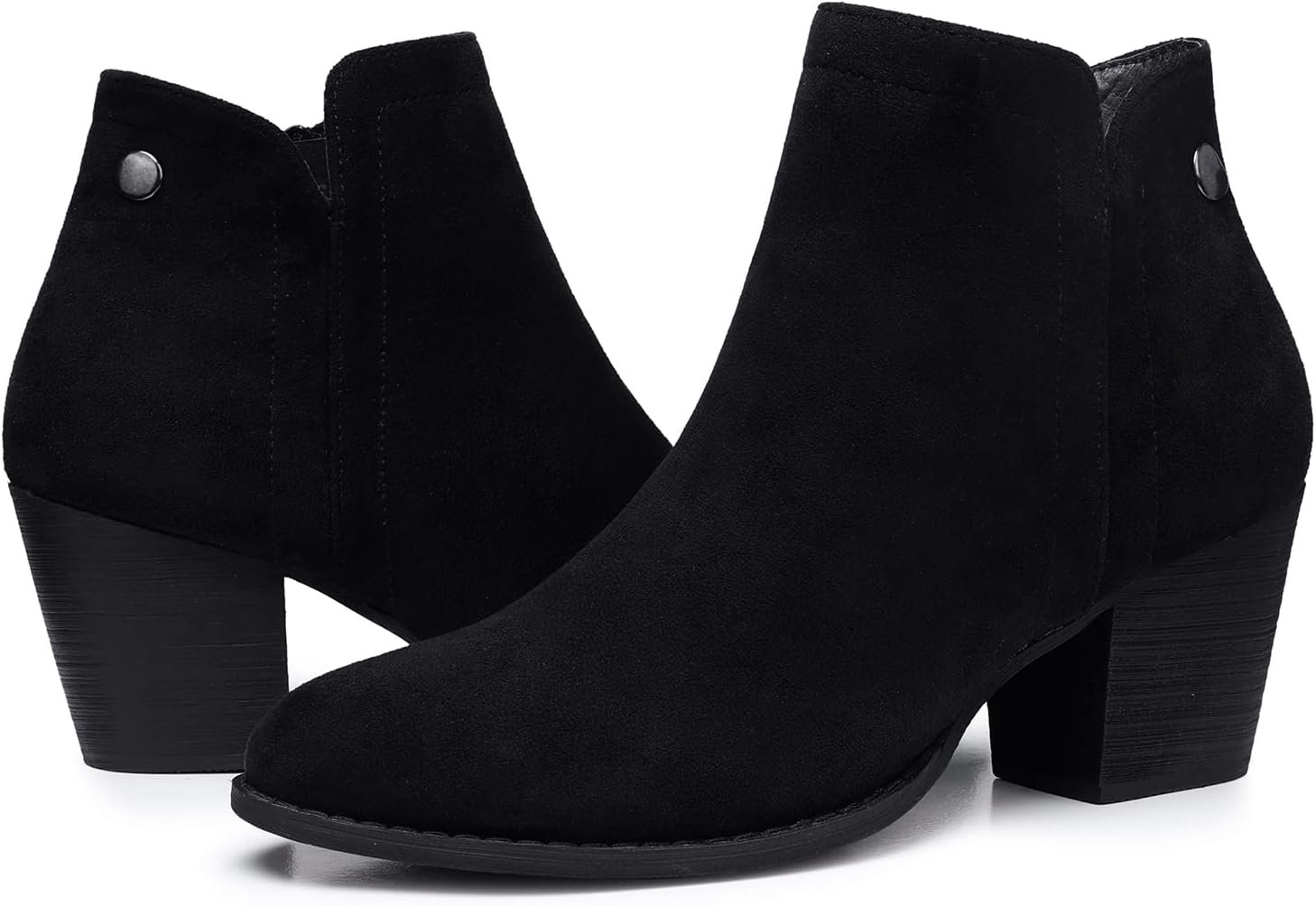 SHIBEVER Women’s Ankle Boots Heel: Chunky Low Heeled Almond Toe Booties | Ankle Boots for Women, Short Booties with Zipper, Faux Suede, Dress Casual Boots, Western Fall Shoes 2026