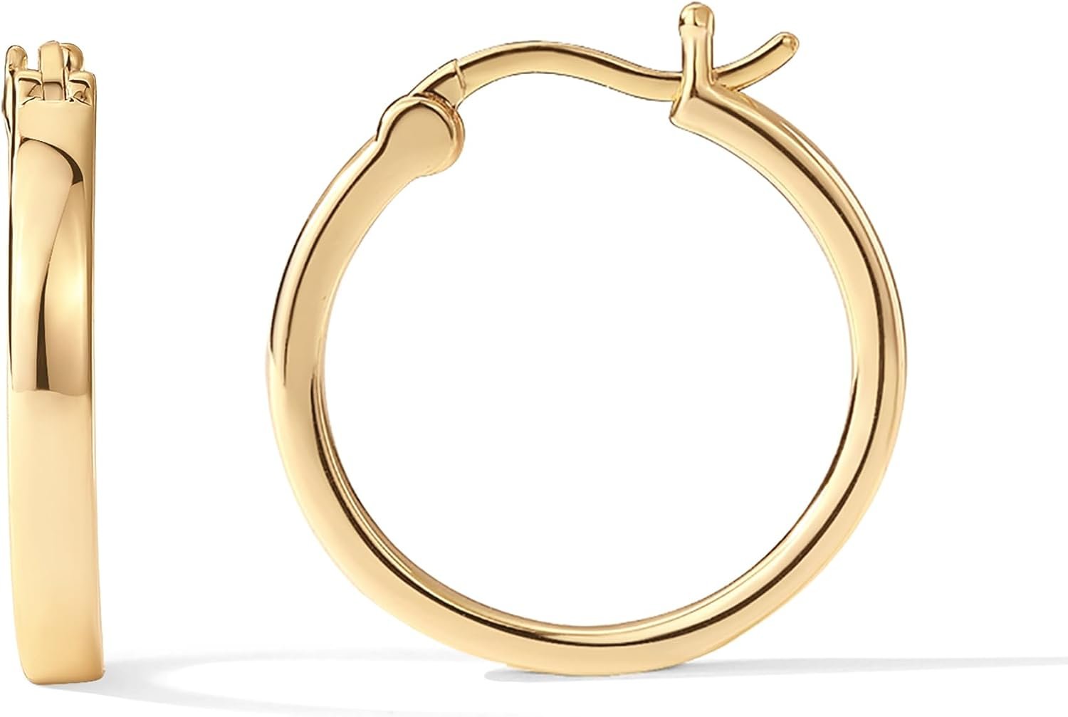 PAVOI 14K Gold Plated 925 Sterling Silver Post Lightweight Hoops | 20mm – 30mm Earring | Gold Hoop Earrings for Women