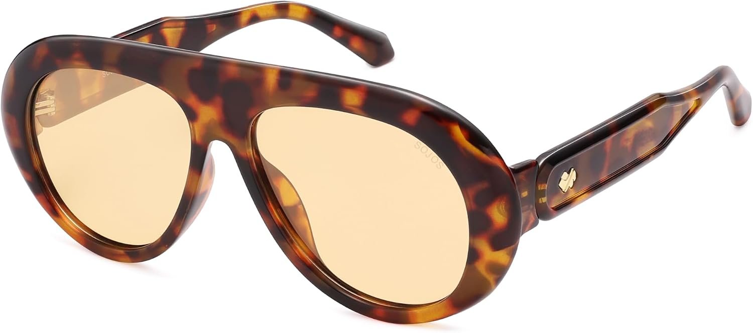 SOJOS Trendy Oversized Polarized Aviator Sunglasses Womens Men Retro Vintage 70s Style UV Protection Sun Glasses SJ2390