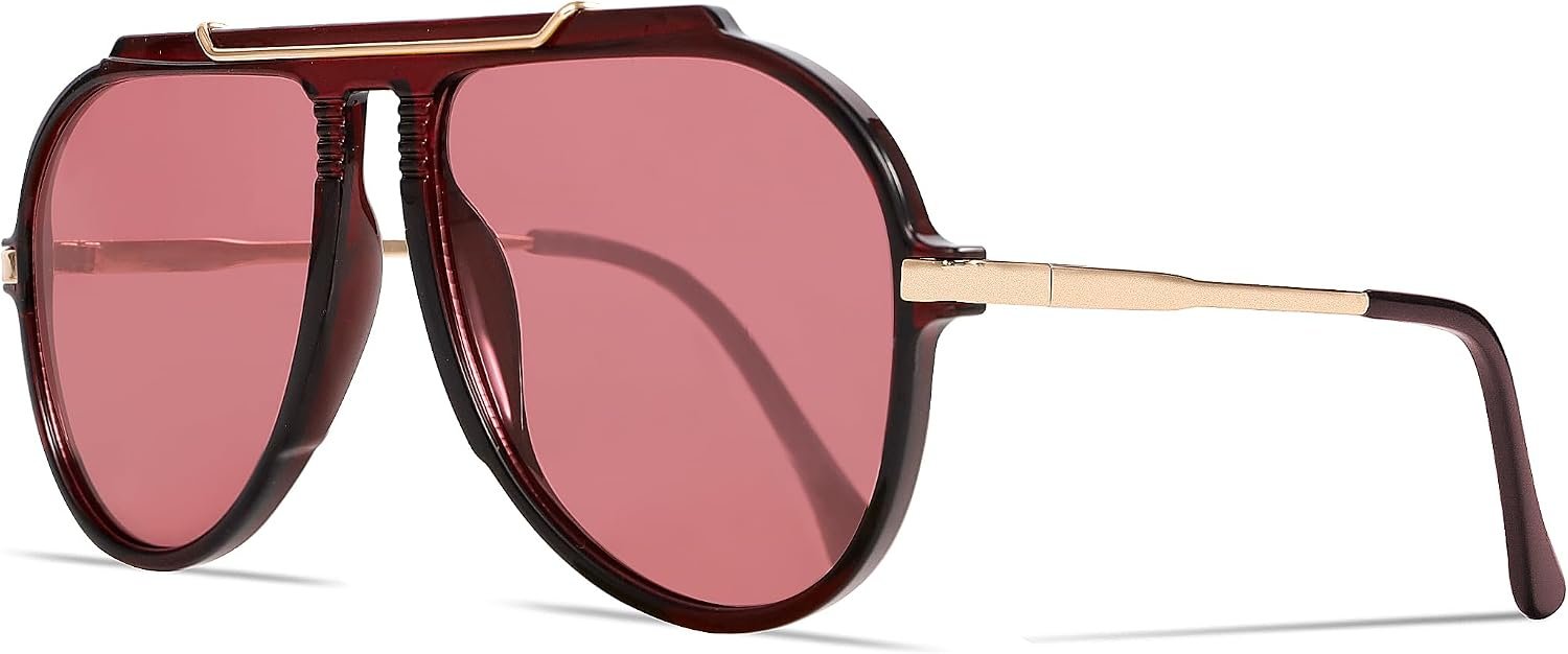 GUVIVI Oversized Aviator Sunglasses for Women Men 2026 70s Retro Gold Metal Sun Glasses Tangle Free Square Aviators