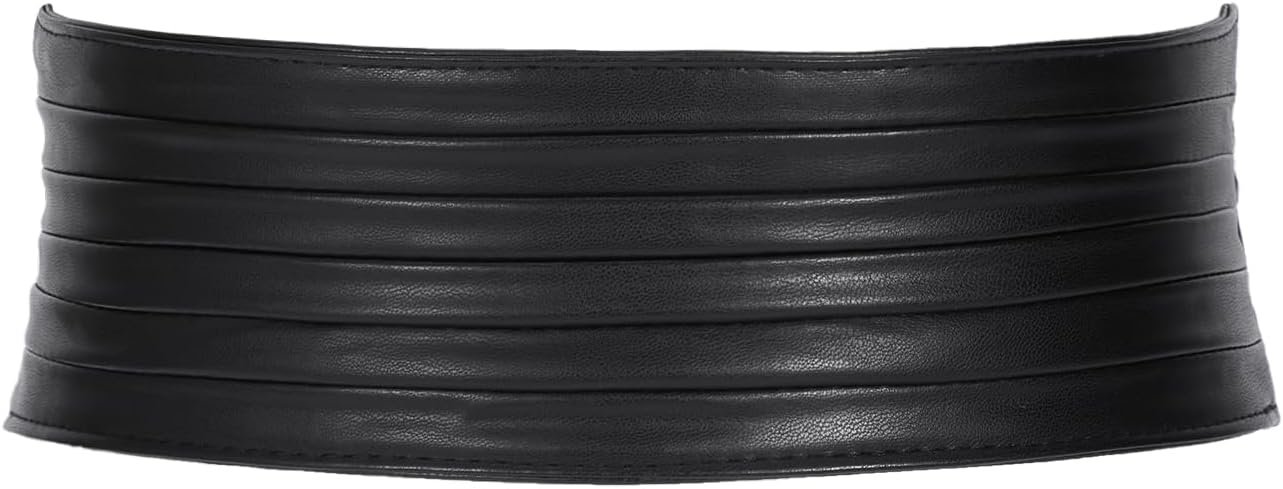 SANSTHS Women Wide Elastic Belts for Dresses Vintage Fashion Stretchy Waist Belts Ladies Cinch Belts Leather Waistband