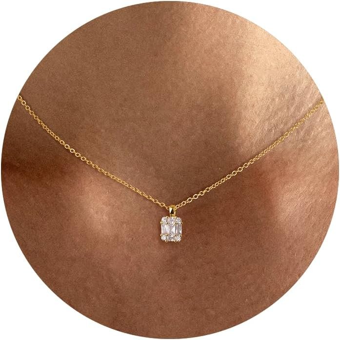 Tewiky Pendant Necklace for Women， Dainty 14k Gold Plated Chain Choker Necklaces Aesthetic Simple Necklace Jewelry Gifts for Women