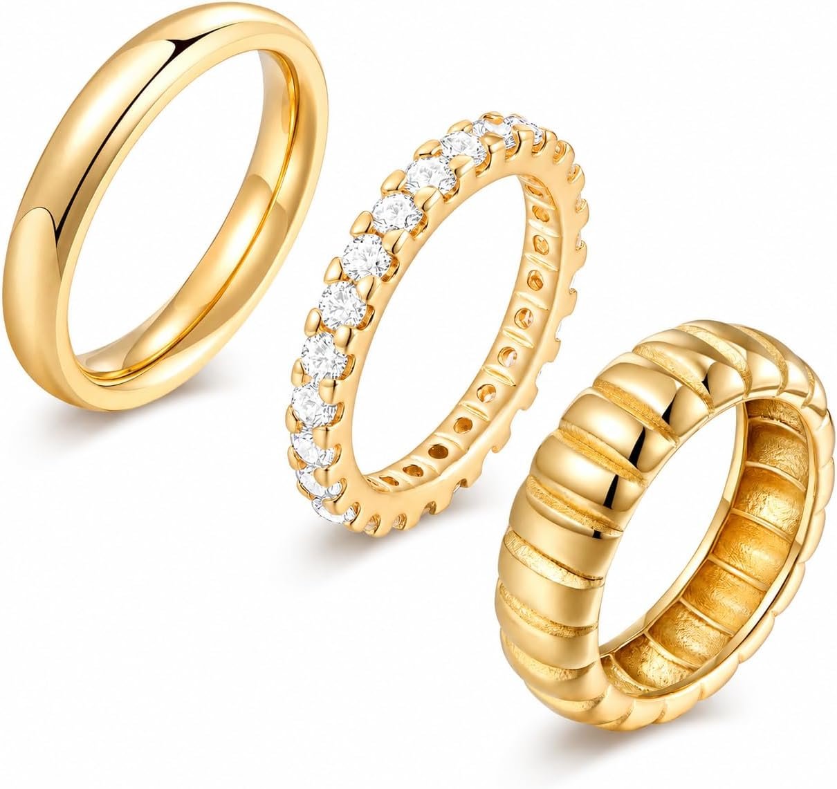 KSF 2Pcs / 3Pcs / 4Pcs Stackable Rings for Women, Gold and Silver Plated Stack Ring Set for Everyday Wear, Gift for Her