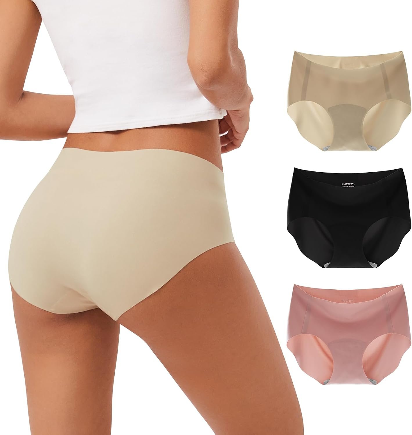 INNERSY Women’s Seamless No Show Hipster Panties Invisible Light Underwear 3-Pack