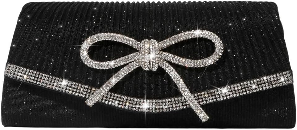 Trisapu Bow Evening Bag Sparkly Clutch Purses for Women Wedding Glitter Rhinestone Party Prom Purse Dressy Clutch Bags | Bow