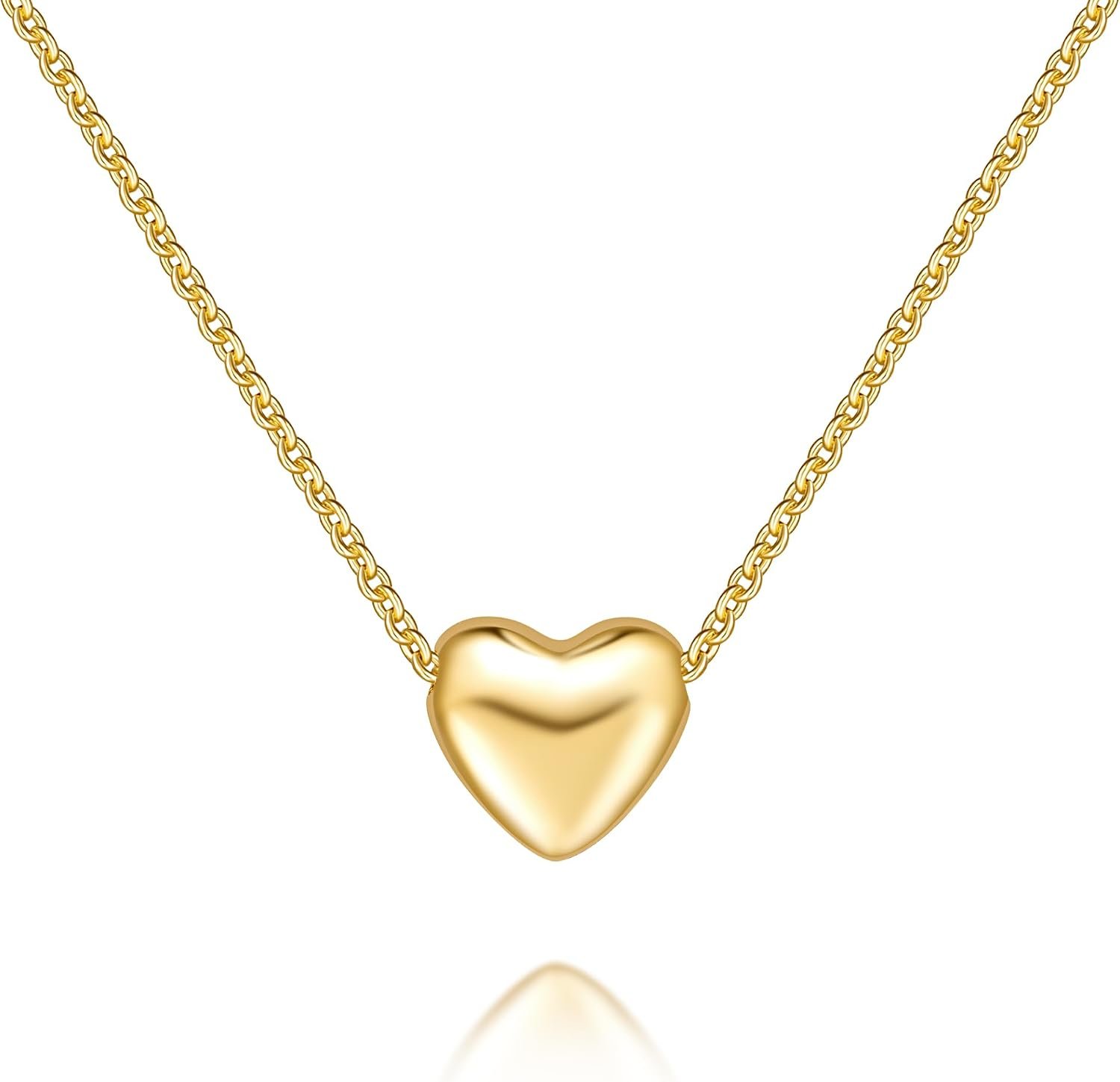 Gold Necklace for Women 14K Gold Pendant Necklaces for Women Charm Beauty Elegance and A Hint of Romance Dainty Heart Pendant Necklaces With Adjustable Length 18in