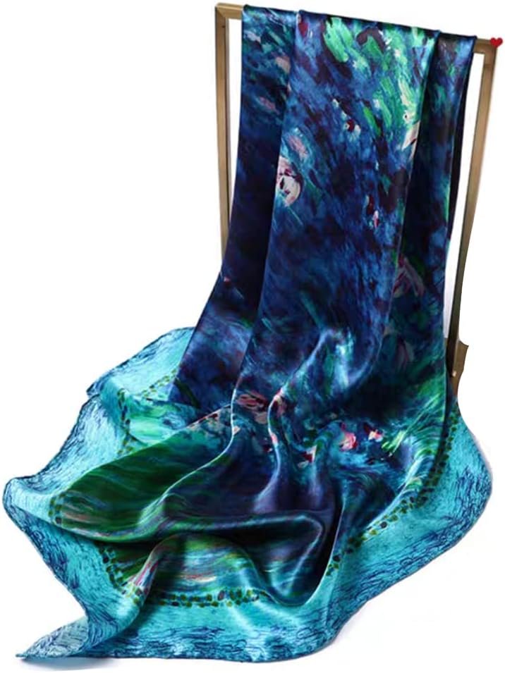 ANDANTINO 100% Mulberry Silk Scarf -Women 35″ Square Hair Wraps-Gift Packed