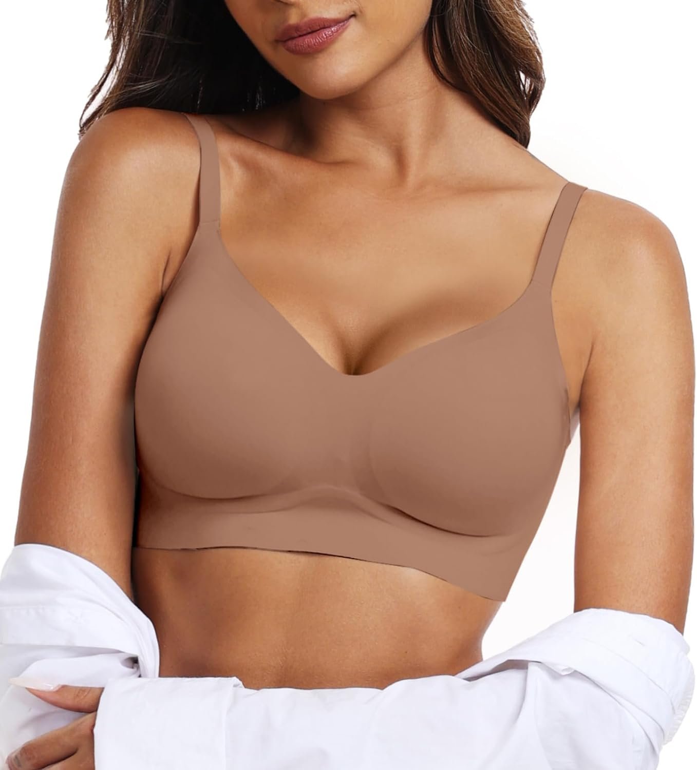 OEAK Womens Wireless Jelly Bras Comfortable Push Up Bra No Underwire Gel Bra Full Support Lift Everyday Seamless Tshirt Bras