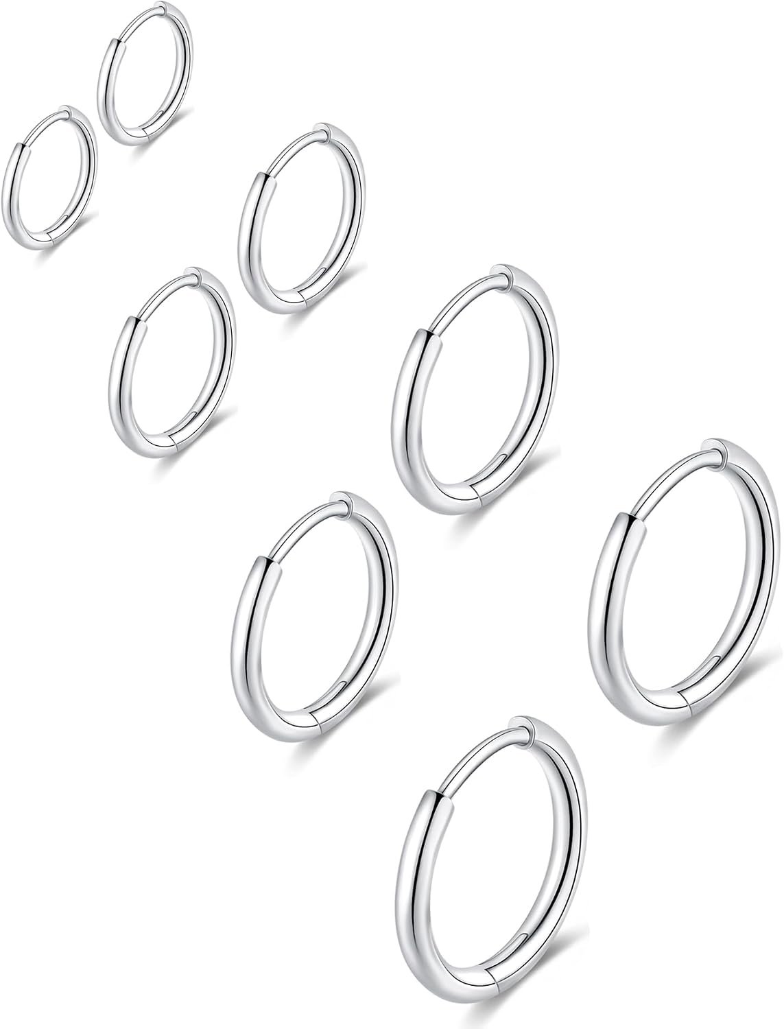 316L Surgical Stainless Steel Huggie Hoop Earrings 6mm 8mm 10mm 11mm 12mm 14mm Hypoallergenic Earrings Hoop Cartilage Helix Lobes Hinged Sleeper Earrings For Men Women