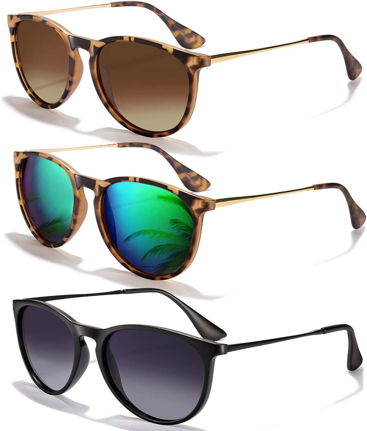 CHBP Sunglasses Womens Men Polarized UV Protection Trendy Vintage Retro Round Mirrored Lens Sunglasses For Women