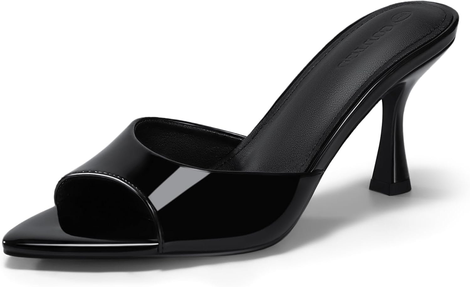 Coutgo Womens Heeled Mules Pointed Peep Toe High Heels Slip On Backless Mule Sandals Dress Shoes