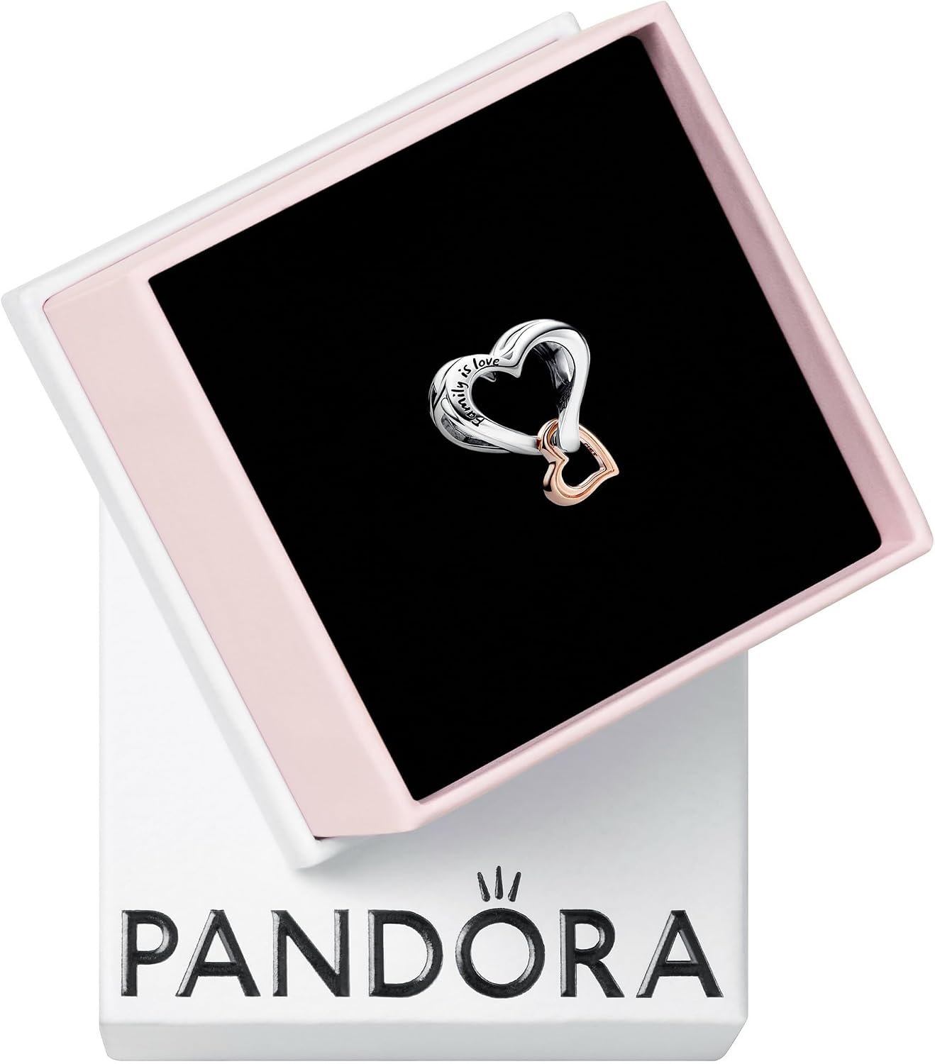 PANDORA Two-Tone Openwork Infinity Heart Charm – Swirling Heart Design – Jewelry Keepsake for Her with Gift Box – Compatible Moments Charm Bracelets – Sterling Silver & 14k Rose Gold