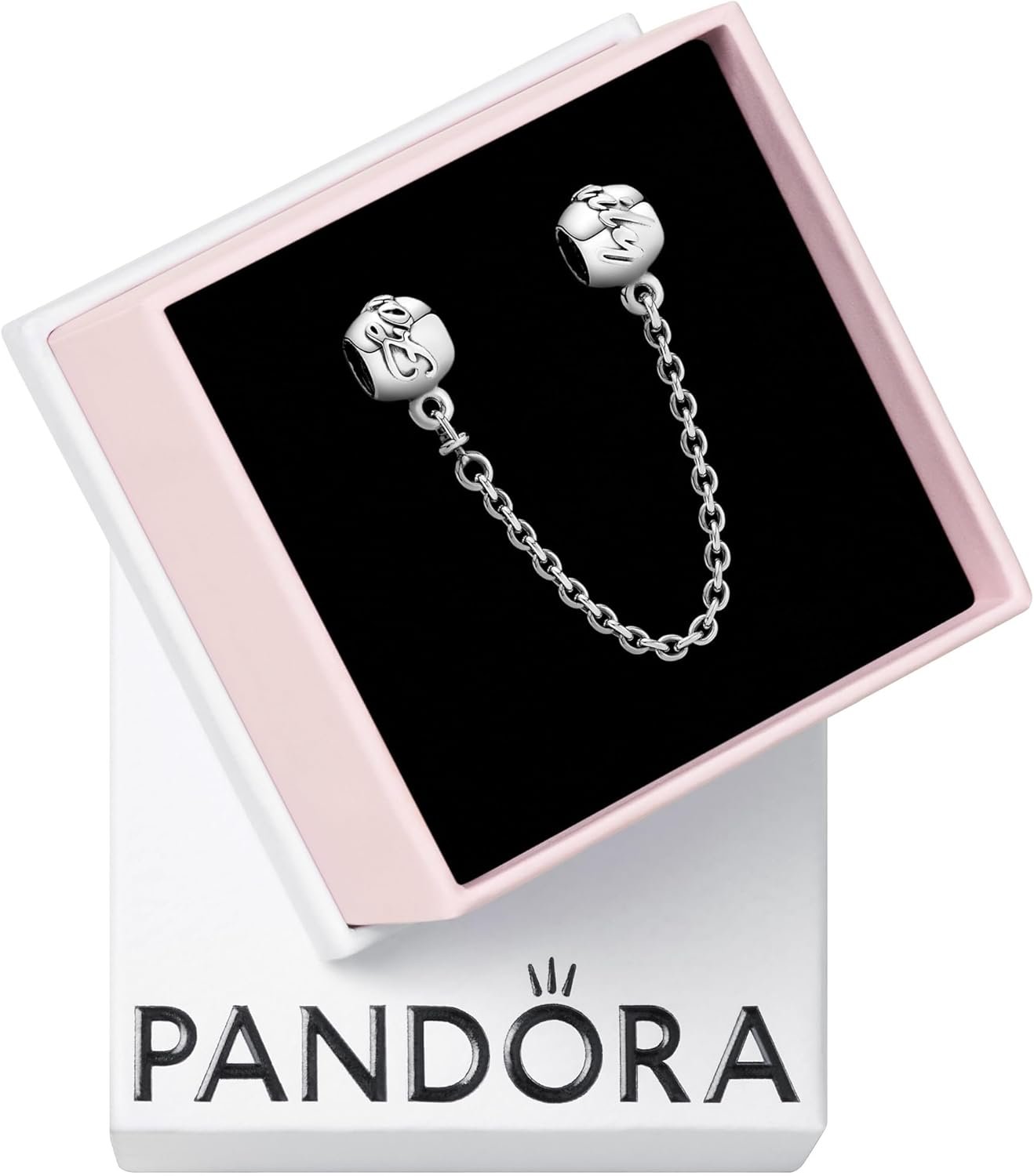PANDORA Family Forever Safety Chain Charm – Meaningful Family Keepsake Gift – Hand-Finished Jewelry for Women with Gift Box – Compatible Moments Charm Bracelets – Sterling Silver
