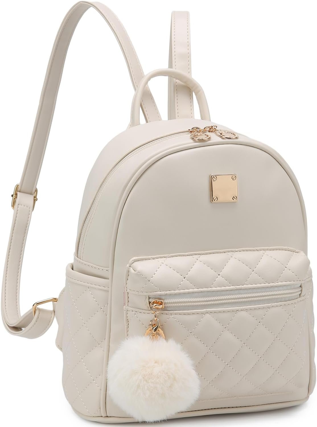 Barsine Girls Fashion Mini Backpack Purse Small Cute Plaid Leather Women Backpacks Little Bag (Ivory)