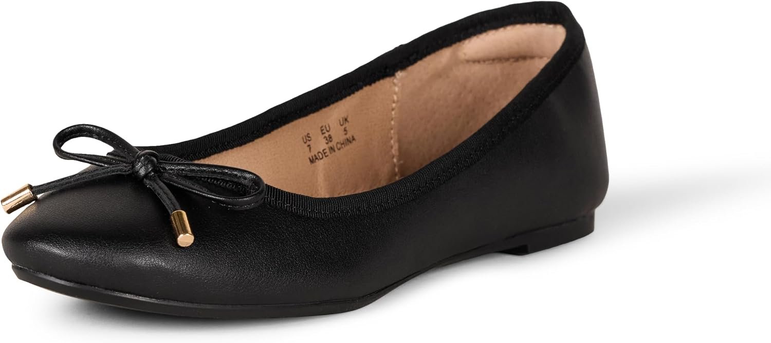 Amazon Essentials Women’s Comfortable Round Toe Ballet Flats with Bow