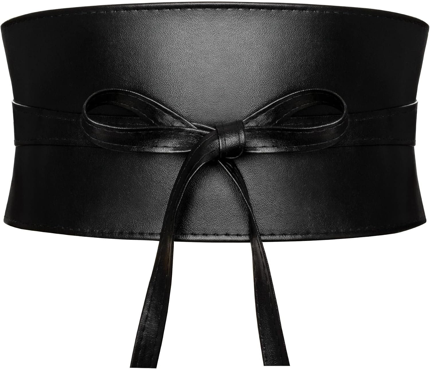 Wide Obi Belts for Women Thick Faux Leather Corset with Lace Up Wrap Style