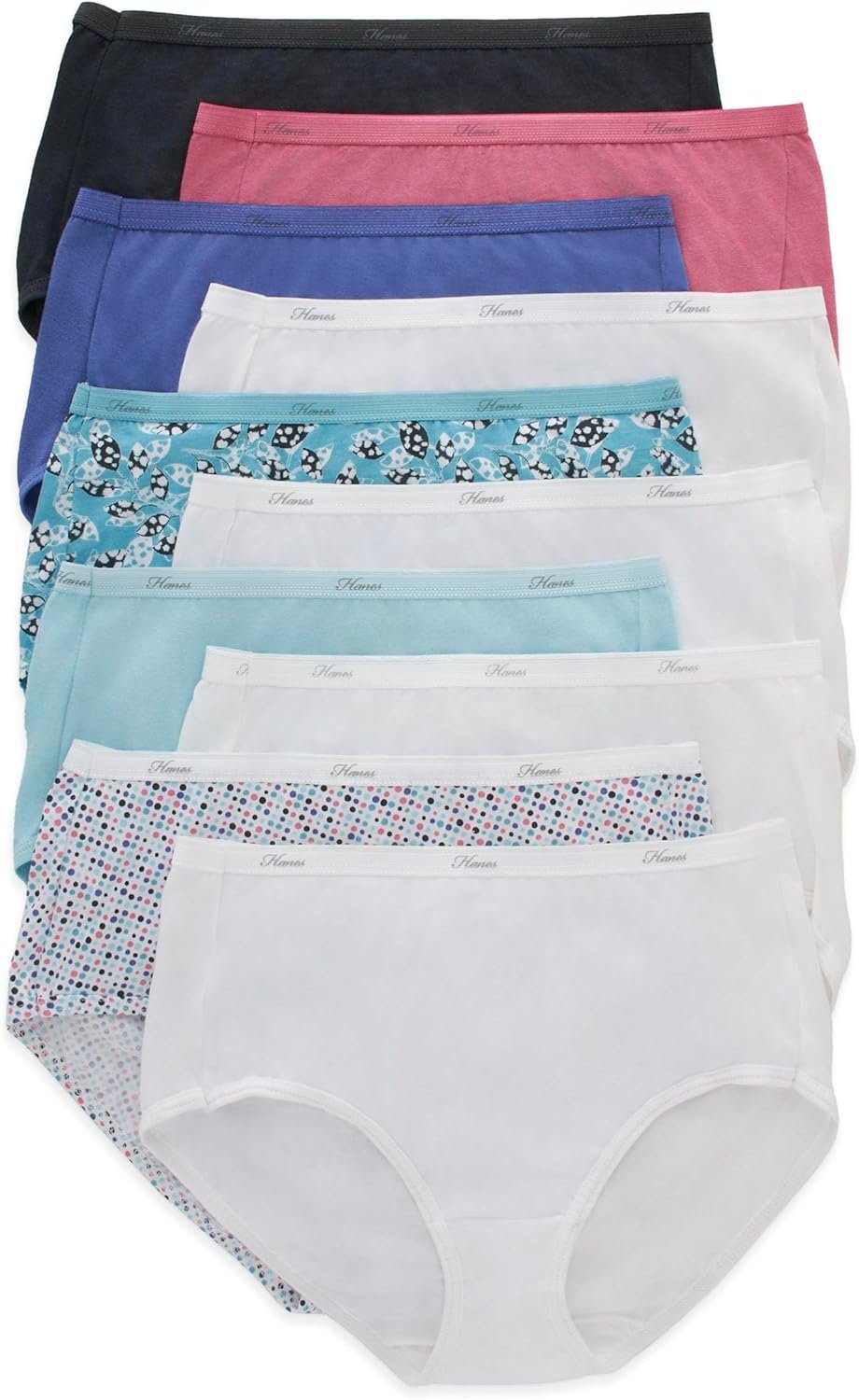 Hanes Women’s Underwear Pack, 10-Pack, Full-Coverage Cotton Blend Panties, Moisture-Wicking Underwear for Women