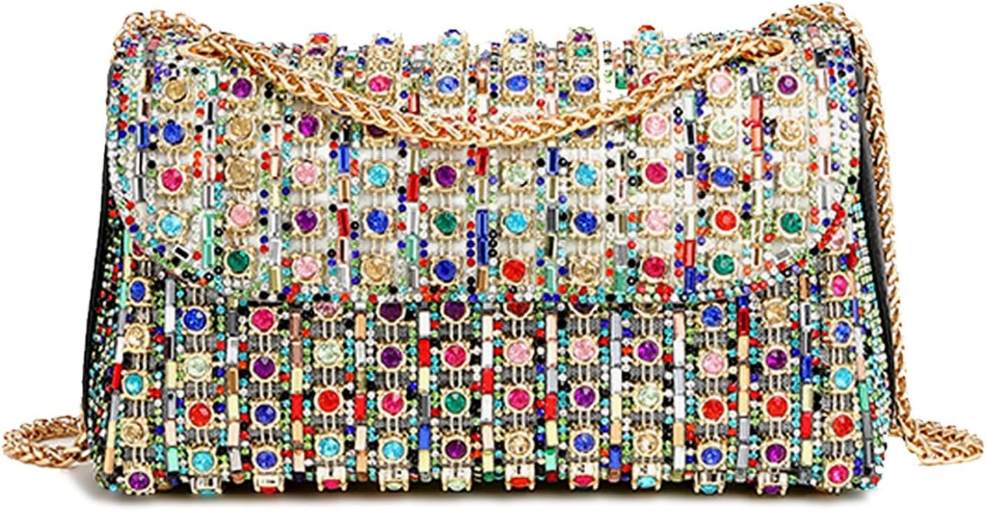 Sweetovo Rhinestones Clutch Purses for Women Chain Shoulder Bags Sparkly Evening Bags for Cocktail Prom Party Wedding